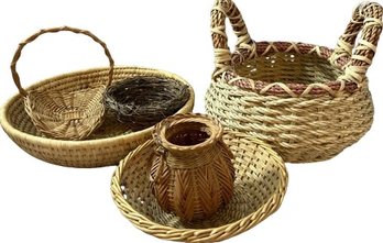 Collection Of Wicker And Woven Baskets/Decor-Largest Basket Is 10.5Wx10H