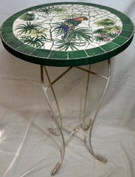 Tropical Parrot Mosaic Patio Table, 29.5in H