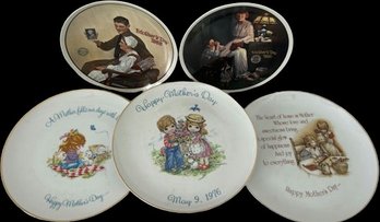 Mothers Day Plates- Norman Rockwell (8.5in) & Fine Porcelain (10.5in)