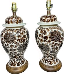 Pair Of Porcelain Lamps (no Shades)