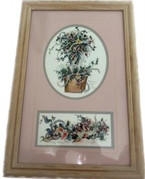 Blossoms & Berries Art Work Print Framed And Signed - 15x23