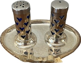 Blue Hearts Salt And Pepper Shakers 4-5' Length