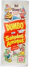 1949 Original Disney Movie Poster On Canvas. Numbered 49/278, 'Dumbo And Saludos Amigos'  16' X 38'