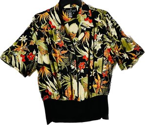 Carol Little. Colorful Floral Ladies Blouse. Imported Fabric. Size 10.