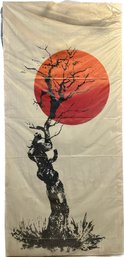 Large Oriental Tapestry On Wood Frame, 81x38in