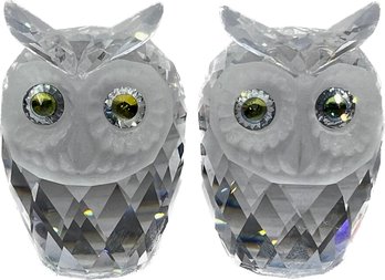 Pair Of Swarovski Crystal Mini Owls