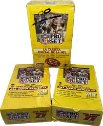 3 BOXES - NFL Pro Set 1990 Official NFL Card And NFL Pro Set Premiere Edition In Spanish