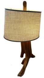 Unique Wood Log Side Table Lamp In Oblong Shape - 15x28