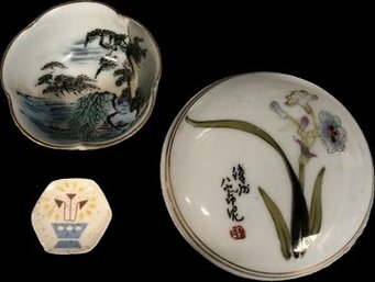 3 Asian Ceramic Trinket Dishes, 1 To 3