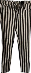 Ladies Designer Jeans. Nili Lotan. Black And Light Gray Stripes - Size 25