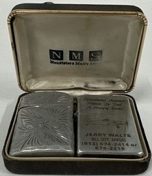 (2) Pcs Engraved Metal Cigarette Lighters, Jerry Walts - Agricultural Aviation