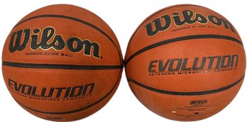 Pair Of Wilson Composite Indoor Game Basketballs- 9.5in Diameter