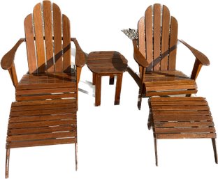 Adirondack Chairs(37x30x37), Foot Rests(20x22x14), And Side Table(18x18x18) With Polyurethane Gloss Finish