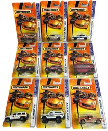 9pcs Collectible Matchbox, Austin Mini Van, Ridge Raider, Jeep Wrangler, Hummer H3 And More - 13'