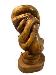 Walnut Sculpture  Of Otters Playing,  By J Chester Armstrong - 18x18x33'