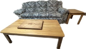 Sofa Recliner(90x37x34), Coffee Table(22x56x16) And End Table (26x22x21).