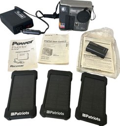 Power Inverter, Sony Digital Camera And Battery Pack, Solar Chargers
