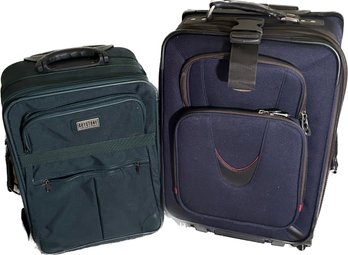 Dark Green Boystone Collection 13x19x8 And Navy Concourse 15x22x10 Suitcases.