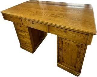 Antique Oak Slant-top Clerk Table/counter, 44Hx60Lx34W