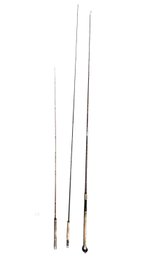 3 Pieces Spinning Fishing Rod, Wooden Handle - 9ft Tallest, 6.5ft Smallest