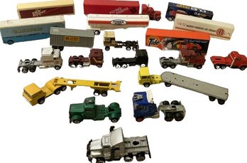 Collection Of Vintage Semi Toy Cars From Majorette, Road Champs, Yatming And More (Largest Is 8in Long)