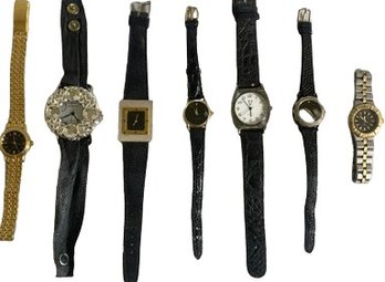 Assortment Of 6 Womens Black Watches. Not Tested.