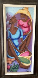 Signed Original Painting Of Two Women, 15 W X 28