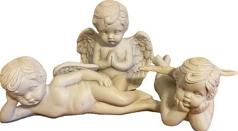 Trio Of Ceramic Baby Angels (Tallest 6.5in/Longest 9in)