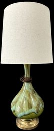 Lamp With Blue And Green Ceramic Base - 26'Height