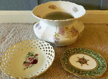 Paragon Floral Bowl And Two Plates, Fine China (Bowl 7.5x4.5)