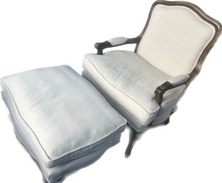 Upholstered Vintage Accent Chair & Ottoman, Chair Is 38Hx29Wx24D