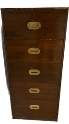 Wooden Campaigner Dresser, 5 Drawers, Shows Some Wear - 21x16x47