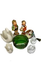 Vintage Green Glass, 4 Pcs Swan By Lenox, 2 Pcs Hummel Figurines 1st & 2nd Edition 1983, And Many More - 4