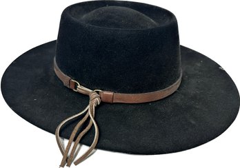 Australian Outback Collection Ladies Black Felt Hat, Genuine Fur Felt, Size Roughly 6 3/4'- 6 7/8'