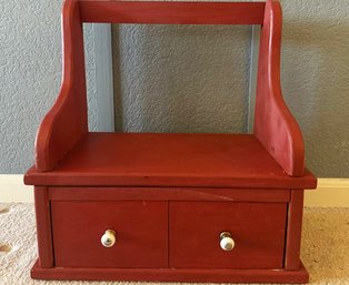 Red Shelf With Two Drawers (15.75x16.5x9)