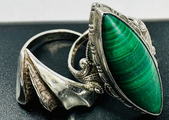 Sterling And Malachite Ring (4g), 925 Silver (2.76g)