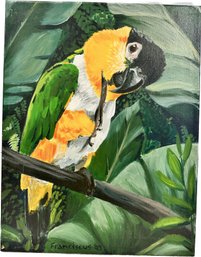 Bird Painting On Canvas, Signed Franciscus 03, 18x14