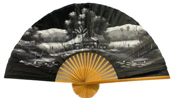 Beautiful Hand Painted Eastern Asia Bungalow Fan - 60x35