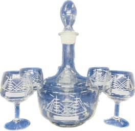 Ship Decanter And Glasses