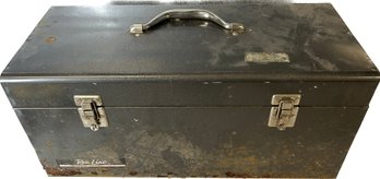 Rem Line Metal Toolbox With Socket Set, Wrenches, Saw, Pliers, And More!