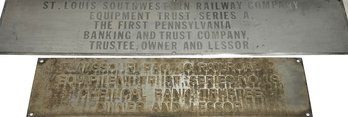 Missouri Pacific Railroad Sign, 26 In. And St. Louis Southwestern Railway Company Metal Sign, 36in.