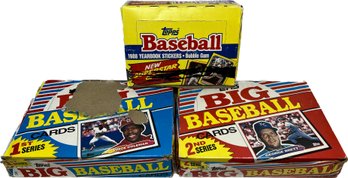 3 BOXES - Topps Big Cards 1st And 2nd Series And Topps 1988 Baseball Yearbook Stickers & Bubble Gum