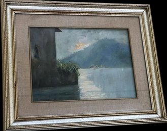 Silver Framed/Matted Stucco/WaterSailboat: 20.5x16.5'
