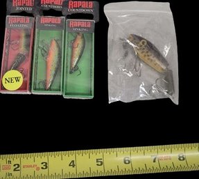 Fishing Lures Rapala Countdown And Rapala Jointed New In Box. Also An Unknown Lure