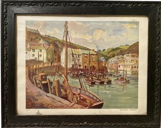 Painting Print Of Polperro Harbour Signed By Artist (12.5x10)