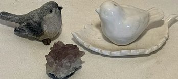 Ceramic Bird Decor And Small Amethyst Magnet
