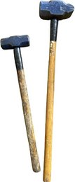 Pair Of Sledge Hammers- 36 & 27in Long, 6&7in Heads With Wooden Handles