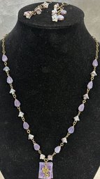 Purple Tone Necklace And Earring Set