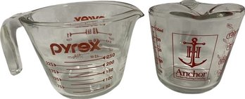Pair Of Measuring Cups From Pyrex And Anchor Hocking Company (2)