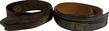 2 Mens Leather Belts Without Buckles 43 Inches Show Wear